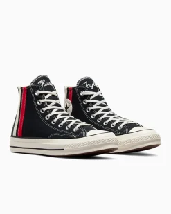 Converse Modelli Alti|Modelli Alti<Chuck 70 Archival Stripes Nero/Rosso/Bianco vintage