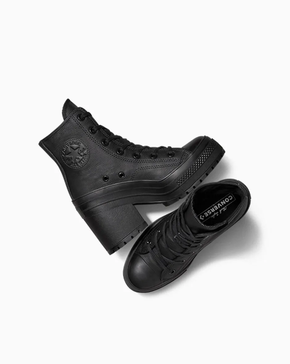 Converse Modelli Alti|Modelli Con Platform<Chuck 70 De Luxe Heel Leather Nero/Nero/Bianco