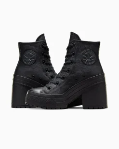 Converse Modelli Alti|Modelli Con Platform<Chuck 70 De Luxe Heel Leather Nero/Nero/Bianco
