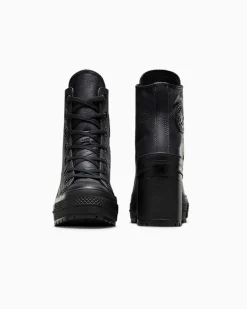 Converse Modelli Alti|Modelli Con Platform<Chuck 70 De Luxe Heel Leather Nero/Nero/Bianco