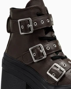 Converse Stivaletti|Modelli Alti<Chuck 70 De Luxe Heel Leather & Buckles Caffè espresso/Nero/Argento