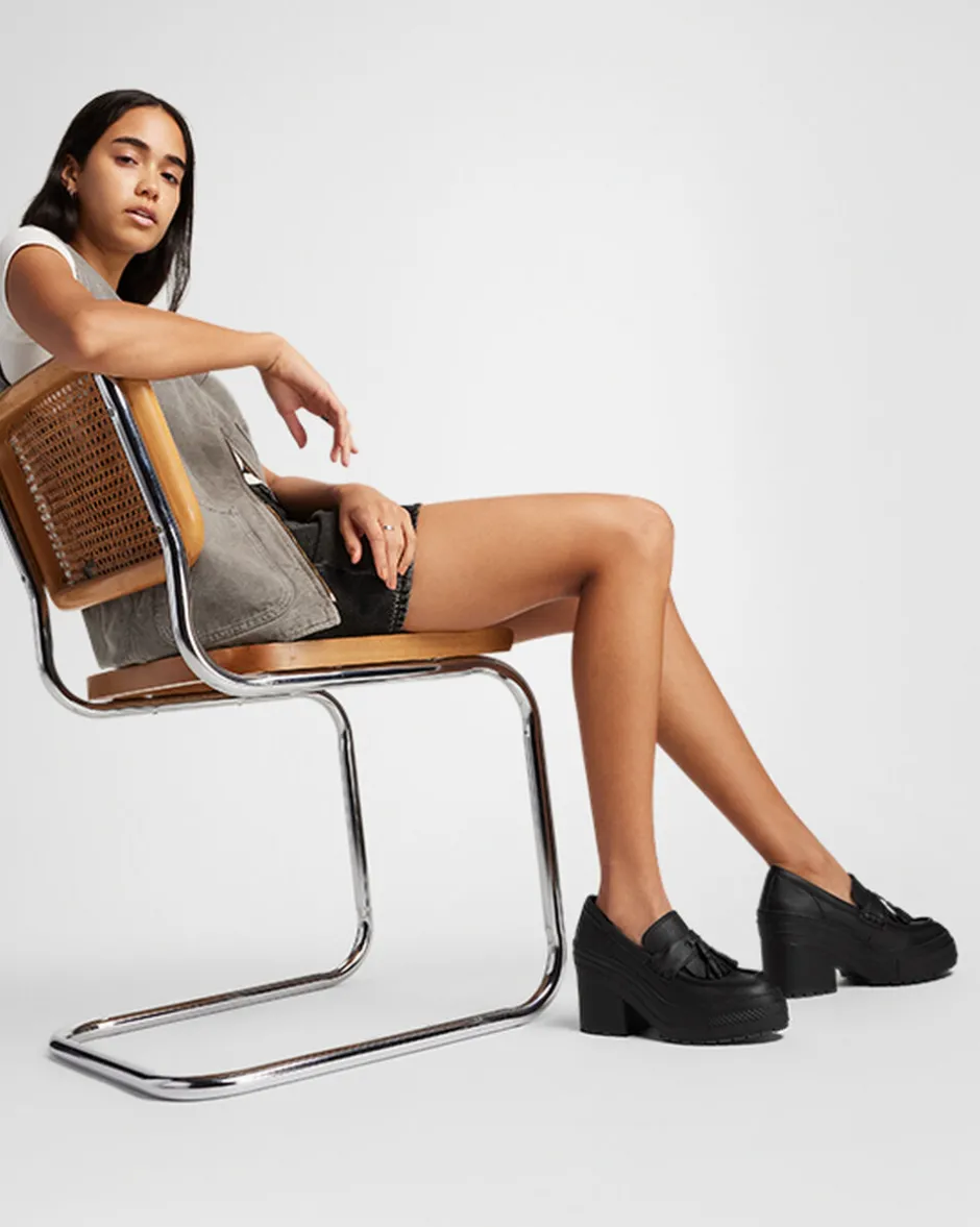 Converse Modelli Bassi|Modelli Con Platform<Chuck 70 De Luxe Heel Loafer Platform Leather Nero/Nero/Nero