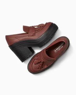 Converse Modelli Bassi|Modelli Con Platform<Chuck 70 De Luxe Heel Loafer Platform Leather Dark Roast/Dark Roast/Nero