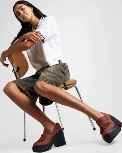 Converse Modelli Bassi|Modelli Con Platform<Chuck 70 De Luxe Heel Loafer Platform Leather Dark Roast/Dark Roast/Nero