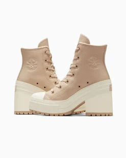 Converse Modelli Alti|Modelli Con Platform<Chuck 70 De Luxe Heel Platform Weatherized Leather Grigio caldo/Grigio caldo/Egret