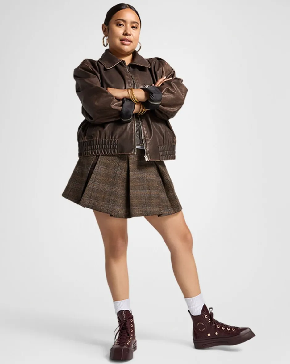 Converse Modelli Alti|Modelli Con Tacco/Zeppa<Chuck 70 De Luxe Squared Leather Eliotropio/Oro/Nero