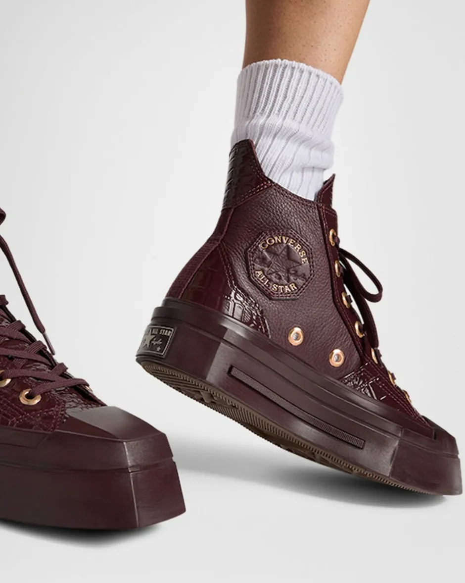 Converse Modelli Alti|Modelli Con Tacco/Zeppa<Chuck 70 De Luxe Squared Leather Eliotropio/Oro/Nero