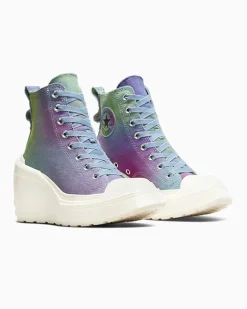 Converse Modelli Alti|Modelli Con Platform<Chuck 70 De Luxe Wedge Platform Blu acqua/Egret/Multi
