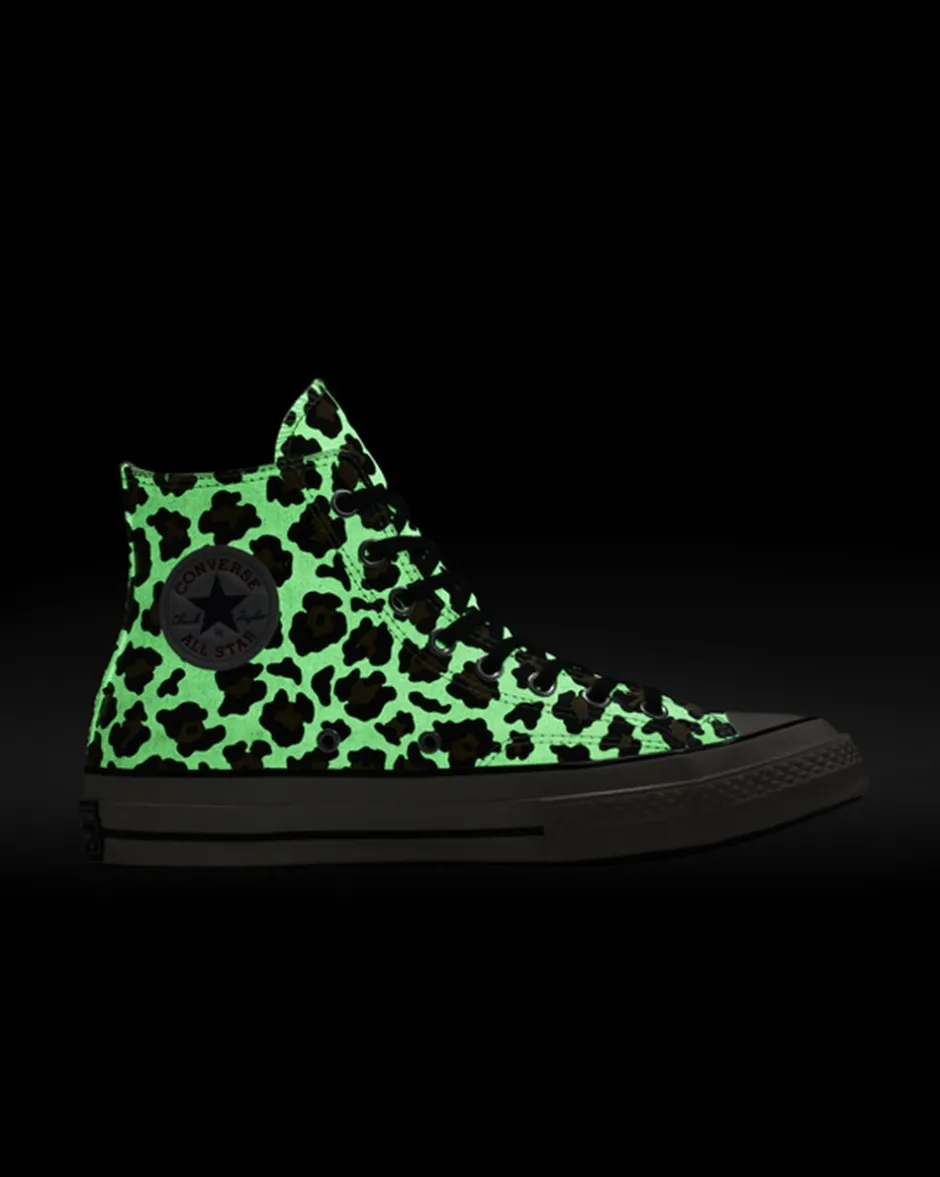 Converse Modelli Alti|Modelli Alti<Chuck 70 Glow-In-The-Dark Leopard Print Egret/Fulvo chiaro/Nero
