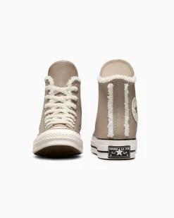 Converse Modelli Alti<Chuck 70 Leather & Faux Sherpa Cargo vintage/Egret/Nero