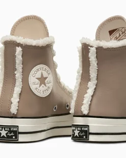 Converse Modelli Alti<Chuck 70 Leather & Faux Sherpa Cargo vintage/Egret/Nero