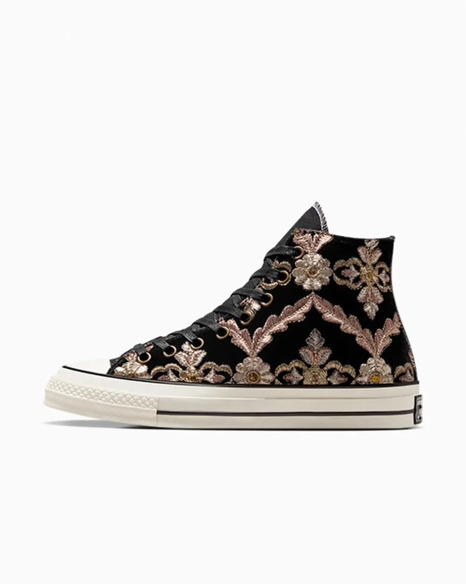 Converse Modelli Alti|Chuck Taylor All Star<Chuck 70 LTD Black Velvet & Gold Flowers Black Velvet Flowers