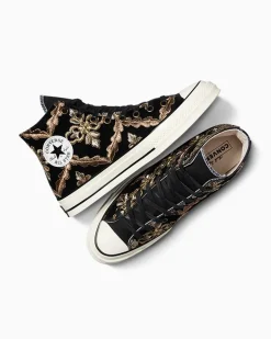 Converse Modelli Alti|Chuck Taylor All Star<Chuck 70 LTD Black Velvet & Gold Flowers Black Velvet Flowers