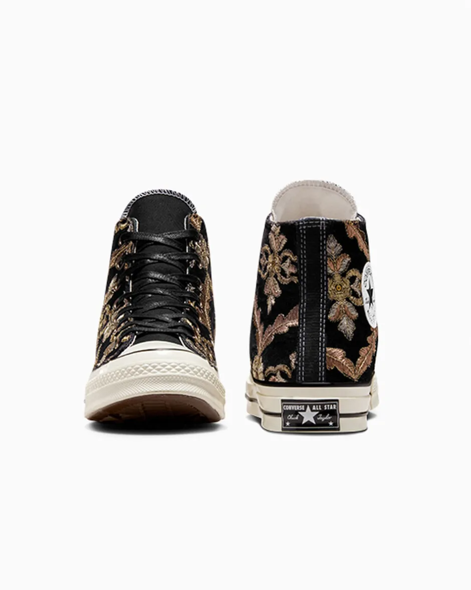 Converse Modelli Alti|Chuck Taylor All Star<Chuck 70 LTD Black Velvet & Gold Flowers Black Velvet Flowers