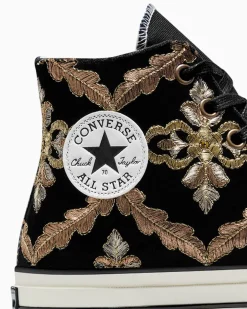 Converse Modelli Alti|Chuck Taylor All Star<Chuck 70 LTD Black Velvet & Gold Flowers Black Velvet Flowers