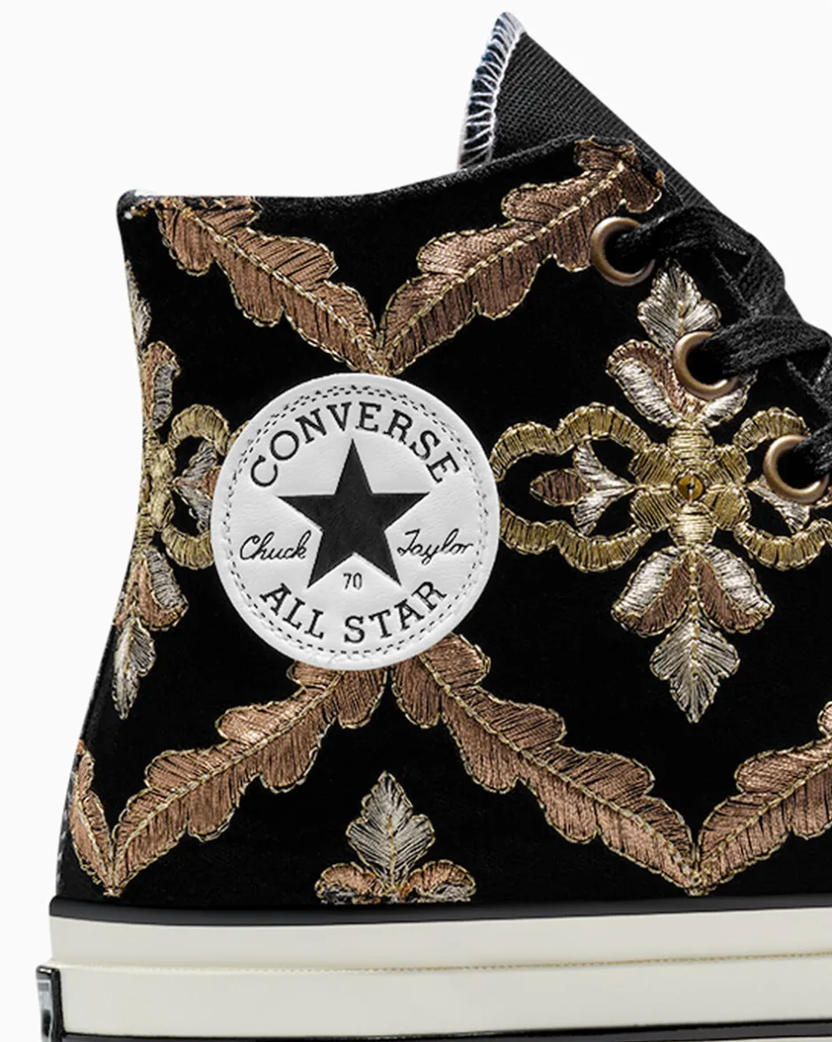 Converse Modelli Alti|Chuck Taylor All Star<Chuck 70 LTD Black Velvet & Gold Flowers Black Velvet Flowers