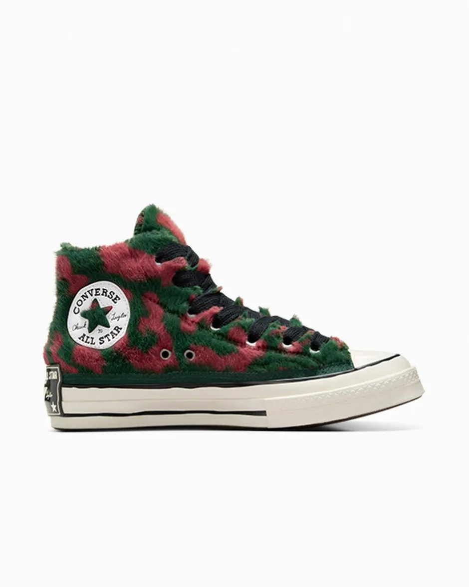 Converse Modelli Alti|Modelli Alti<Chuck 70 Luxe Plush Polvere di stelle/Verde invidia/Egret