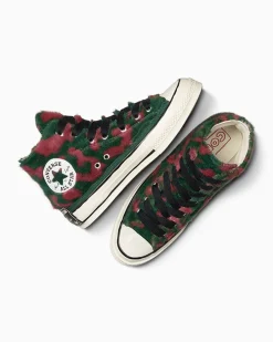 Converse Modelli Alti|Modelli Alti<Chuck 70 Luxe Plush Polvere di stelle/Verde invidia/Egret