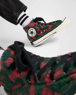 Converse Modelli Alti|Modelli Alti<Chuck 70 Luxe Plush Polvere di stelle/Verde invidia/Egret