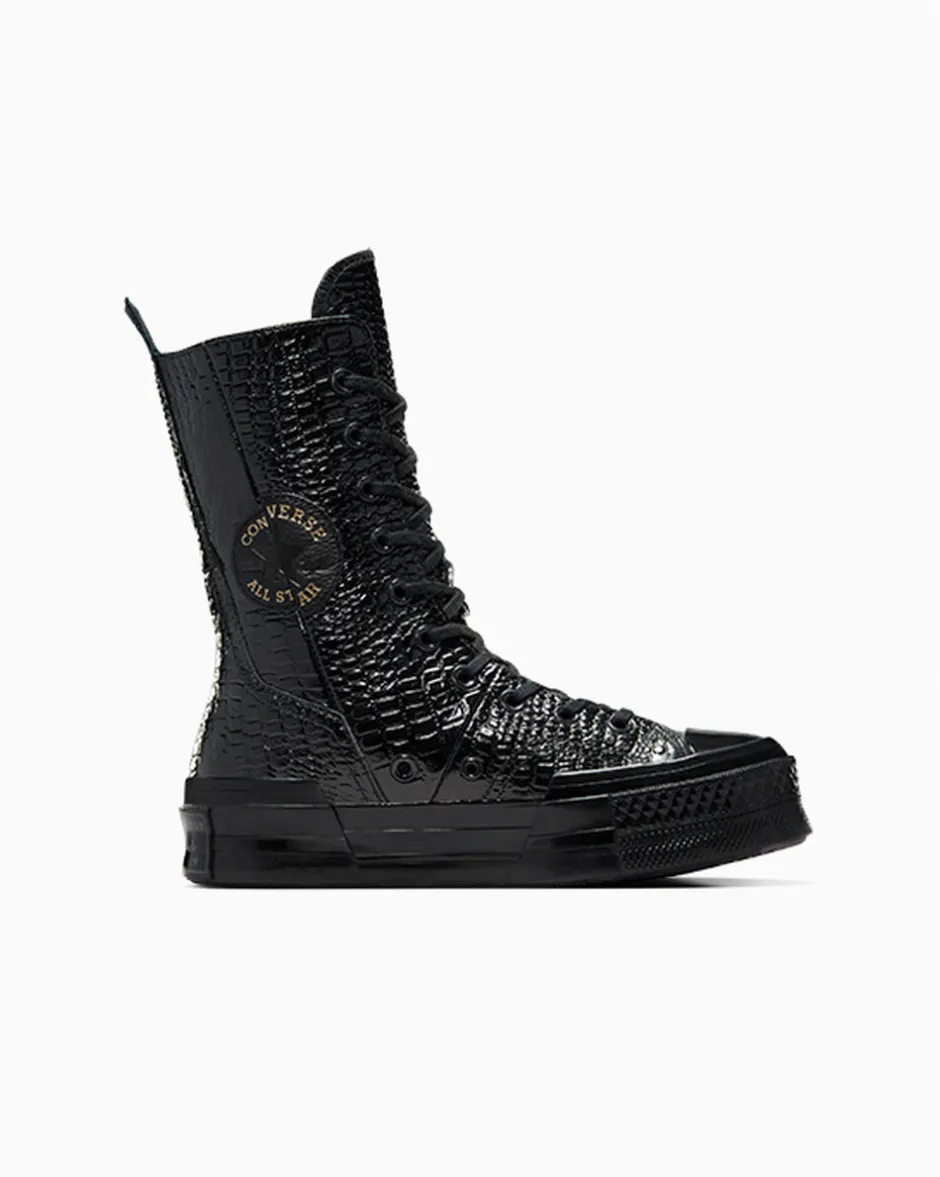 Converse Modelli Alti<Chuck 70 Plus XHi Leather Nero/Nero/Oro chiaro