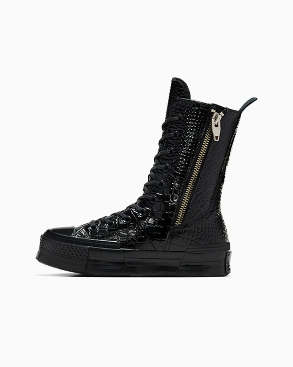 Converse Modelli Alti<Chuck 70 Plus XHi Leather Nero/Nero/Oro chiaro