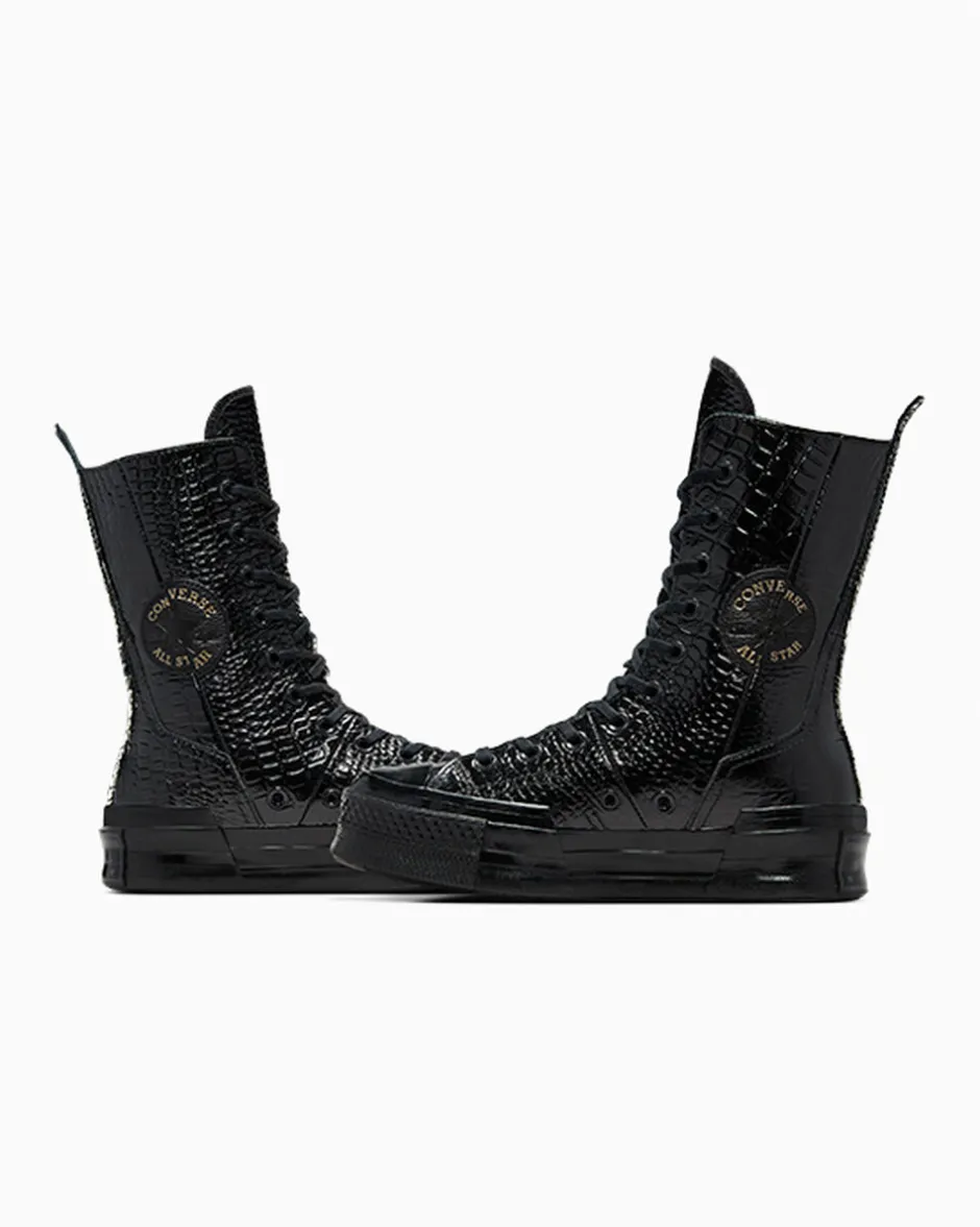 Converse Modelli Alti<Chuck 70 Plus XHi Leather Nero/Nero/Oro chiaro