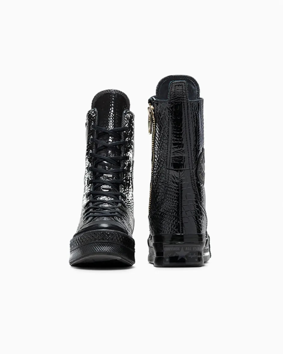 Converse Modelli Alti<Chuck 70 Plus XHi Leather Nero/Nero/Oro chiaro