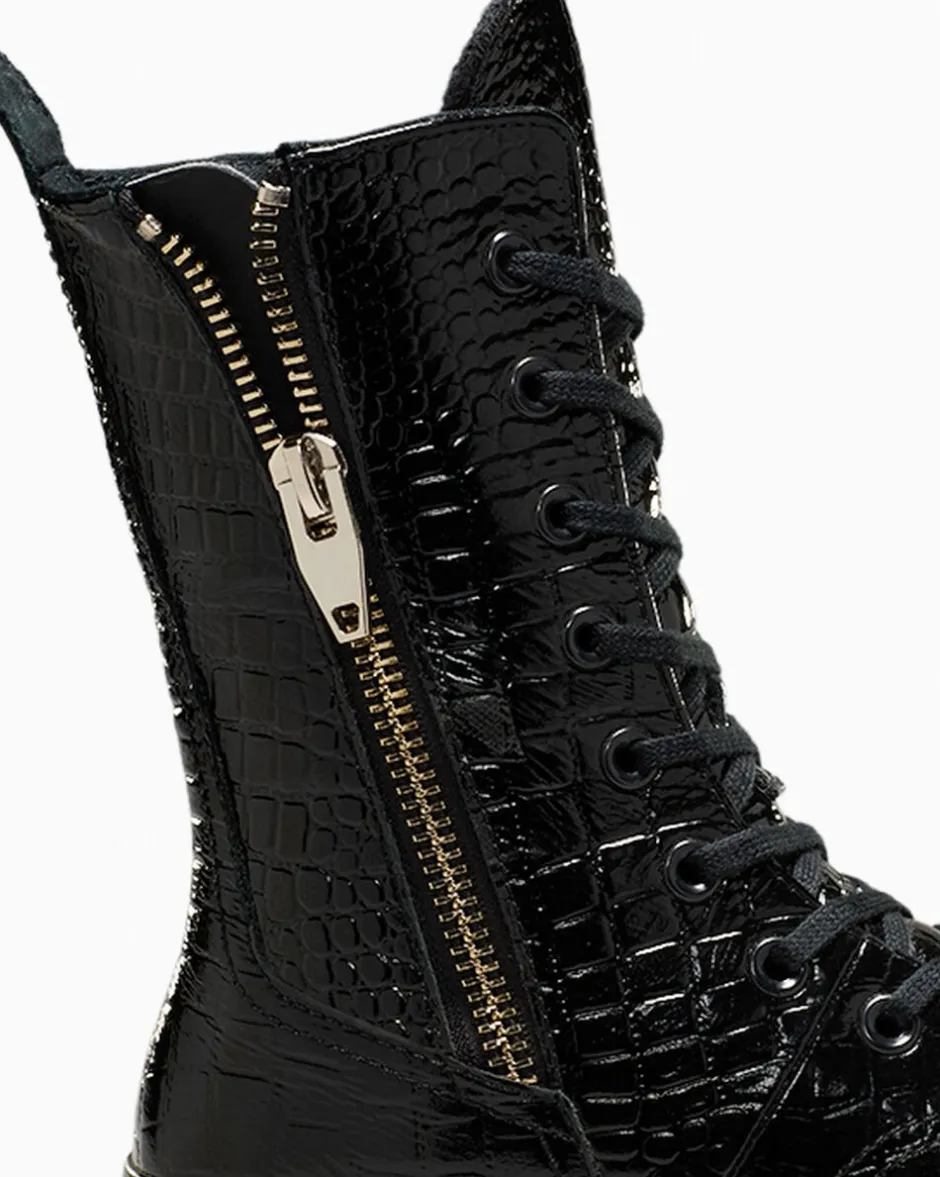 Converse Modelli Alti<Chuck 70 Plus XHi Leather Nero/Nero/Oro chiaro