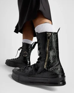 Converse Modelli Alti<Chuck 70 Plus XHi Leather Nero/Nero/Oro chiaro