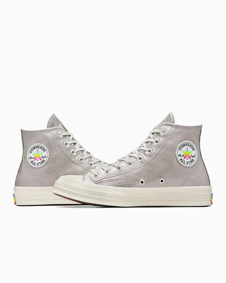 Converse Modelli Alti|Modelli Alti<Chuck 70 Pride Argento/Egret/Fucsia caos