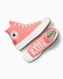 Converse Modelli Alti<Chuck 70 Summer Embroidery Rosa anguria/Egret