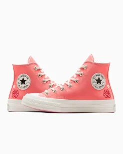 Converse Modelli Alti<Chuck 70 Summer Embroidery Rosa anguria/Egret