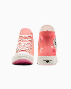 Converse Modelli Alti<Chuck 70 Summer Embroidery Rosa anguria/Egret