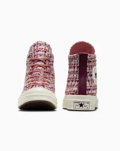 Converse Modelli Alti<Chuck 70 Tweed Shimmer Orchid Abyss/Bacca leggendaria