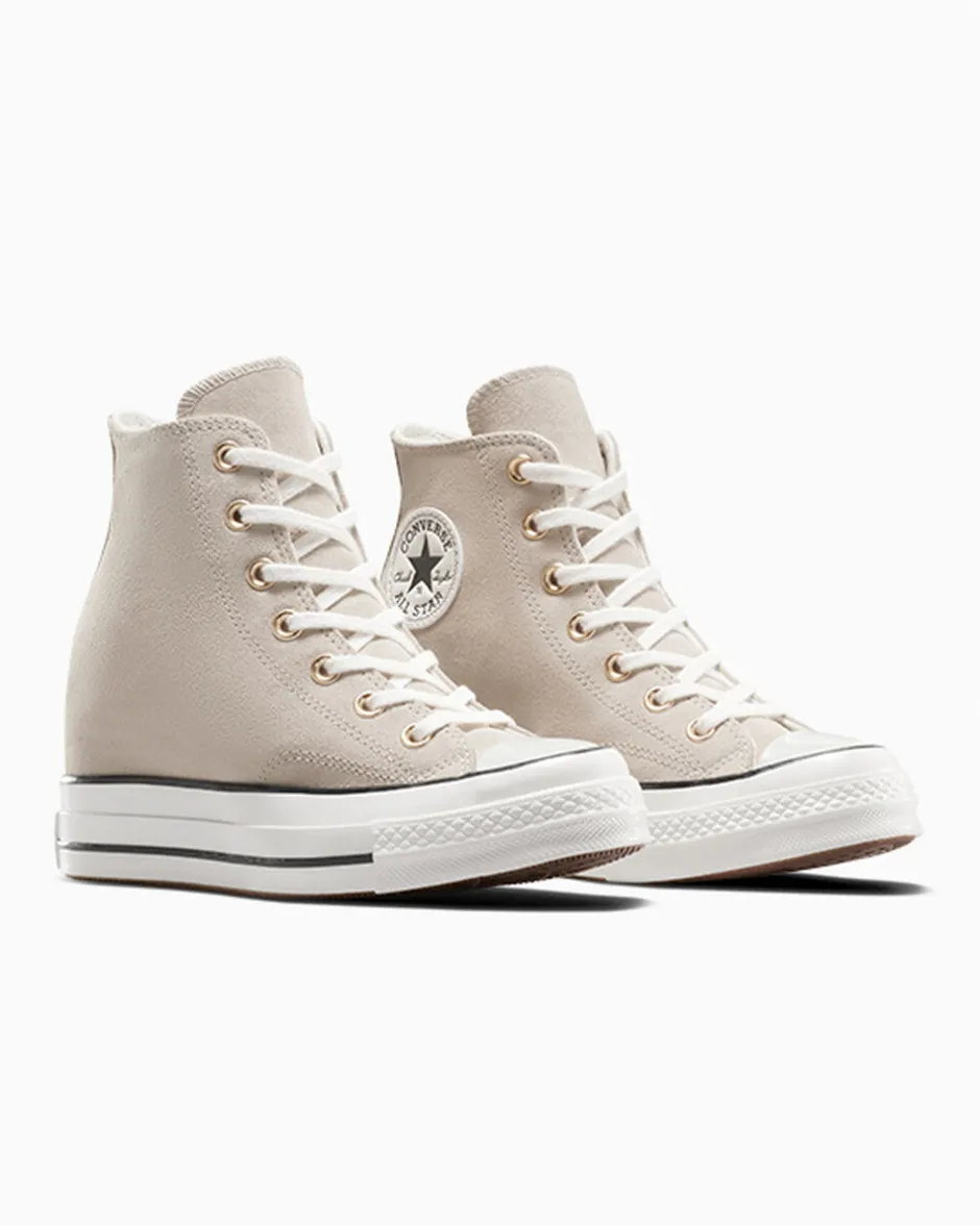Converse Modelli Alti|Modelli Con Platform<Chuck 70 Wedge Platform Suede Argilla calda/Egret/Nero