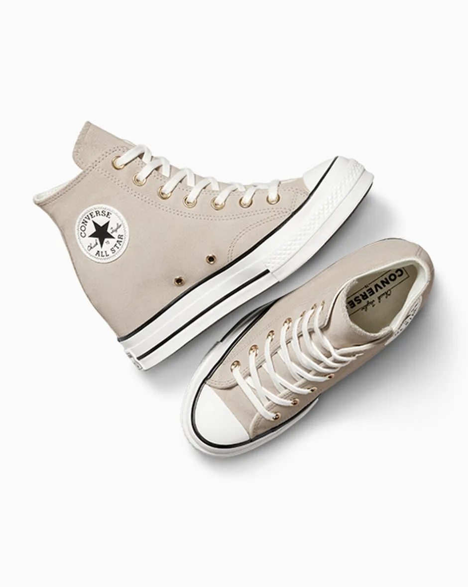 Converse Modelli Alti|Modelli Con Platform<Chuck 70 Wedge Platform Suede Argilla calda/Egret/Nero