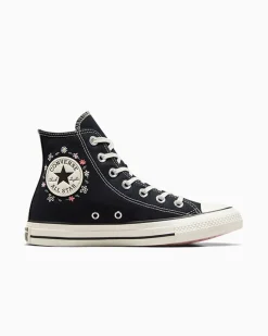 Converse Modelli Alti<Chuck Taylor All Star Embroidered Little Flowers Nero/Egret/Donut Glaze