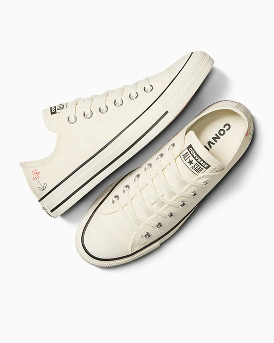 Converse Modelli Bassi<Chuck Taylor All Star Embroidered Little Flowers Egret/Egret/Black