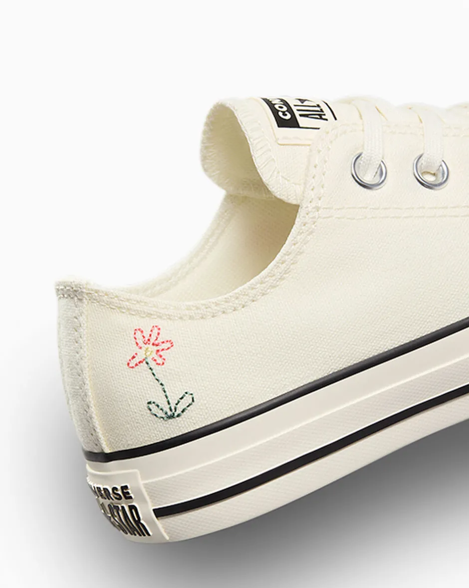 Converse Modelli Bassi<Chuck Taylor All Star Embroidered Little Flowers Egret/Egret/Black