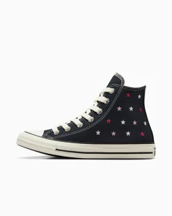 Converse Modelli Alti|Chuck Taylor All Star<Chuck Taylor All Star Embroidered Stars Eclissi totale/Egret/Nero