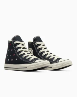 Converse Modelli Alti|Chuck Taylor All Star<Chuck Taylor All Star Embroidered Stars Eclissi totale/Egret/Nero