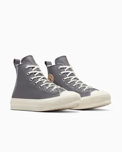 Converse Ragazza<Chuck Taylor All Star EVA Lift Leather Pelle di squalo/Grigio caldo/Egret