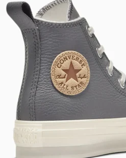 Converse Ragazza|Stivali<Chuck Taylor All Star EVA Lift Platform Fleece-Lined Leather Sharkskin/Warm Quarry/Egret