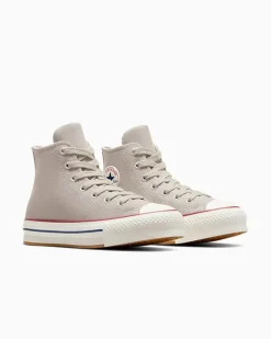 Converse Modelli Alti|Ragazzi (Età 8-12 Anni)<Chuck Taylor All Star EVA Lift Platform Suede Papiro/Egret/Blu oltremare