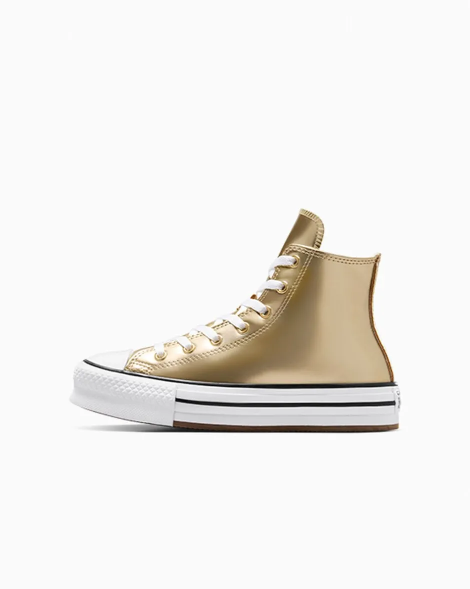 Converse Bambini (Età 4-8 Anni)|Ragazzi (Età 8-12 Anni)<Chuck Taylor All Star EVA Lift Platform Metallic Oro chiaro metallizzato/Bianco