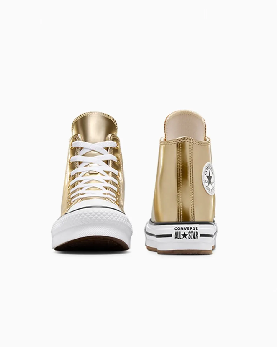 Converse Bambini (Età 4-8 Anni)|Ragazzi (Età 8-12 Anni)<Chuck Taylor All Star EVA Lift Platform Metallic Oro chiaro metallizzato/Bianco