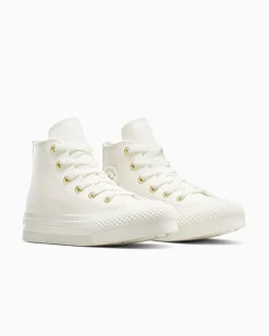 Converse Bambini (Età 4-8 Anni)|Ragazza<Chuck Taylor All Star EVA Lift Leather + Gold Egret/Egret/Oro chiaro