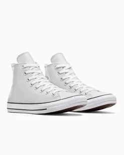 Converse Modelli Alti|Chuck Taylor All Star<Chuck Taylor All Star Faux Leather Grigio pallido/Acqua scura/Bianco