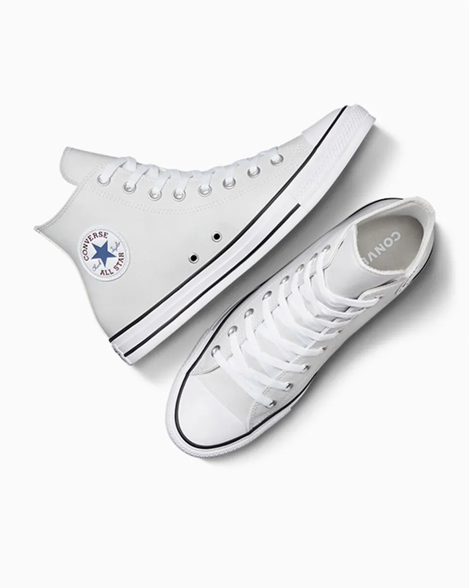 Converse Modelli Alti|Chuck Taylor All Star<Chuck Taylor All Star Faux Leather Grigio pallido/Acqua scura/Bianco