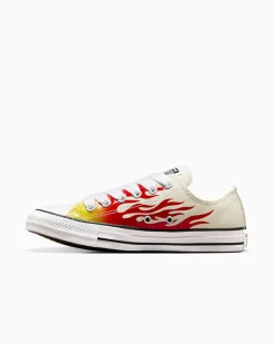 Converse Modelli Bassi|Modelli Bassi<Chuck Taylor All Star Flames Egret/Rosso smalto/Giallo vivace